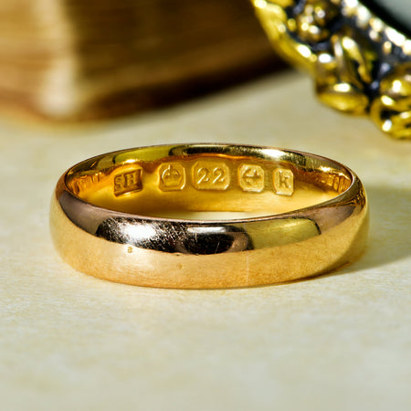 The Antique Edwardian 1909 22ct Gold Wedding Ring - Antique Jewellers