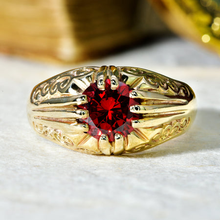 The Vintage 1989 Red Gemstone Flashy Ring - Antique Jewellers