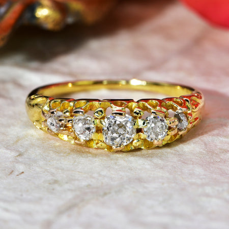 The Antique Old European Cut Five Diamond Ring - Antique Jewellers