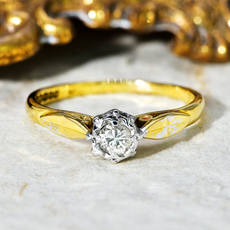 The Vintage Starlight Brilliant Cut Solitaire Diamond Ring - Antique Jewellers