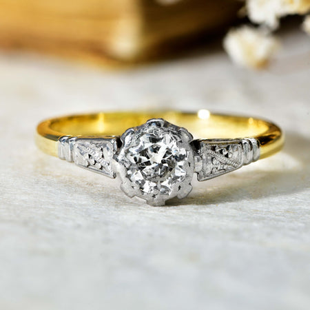 The Vintage Solitaire Brilliant Cut Diamond Art Deco Style Ring - Antique Jewellers