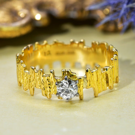The Vintage 1968 Brilliant Cut Diamond Brutalist Ring - Antique Jewellers