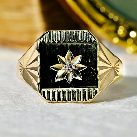 The Vintage 1965 Diamond Starburst Signet Ring - Antique Jewellers