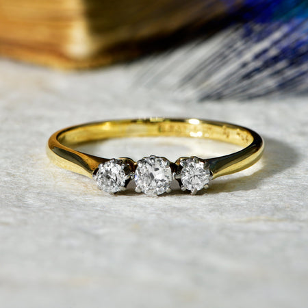 The Vintage Three Brilliant Cut Diamond Timeless Ring - Antique Jewellers