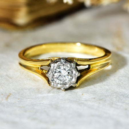 The Vintage 1973 18ct Brilliant Cut Solitaire Diamond Ring - Antique Jewellers