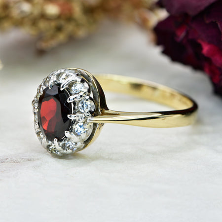 The Vintage Garnet and Cubic Zirconia Ring - Antique Jewellers
