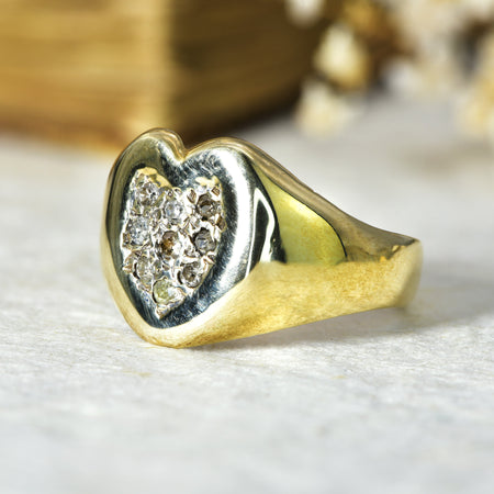 The Vintage 1960 Heart Diamonds 9ct Gold Ring - Antique Jewellers