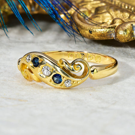 The Antique 1913 Sapphire and Diamond Swirl Ring - Antique Jewellers