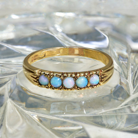 The Vintage 1965 Ornate Five Opal Ring - Antique Jewellers