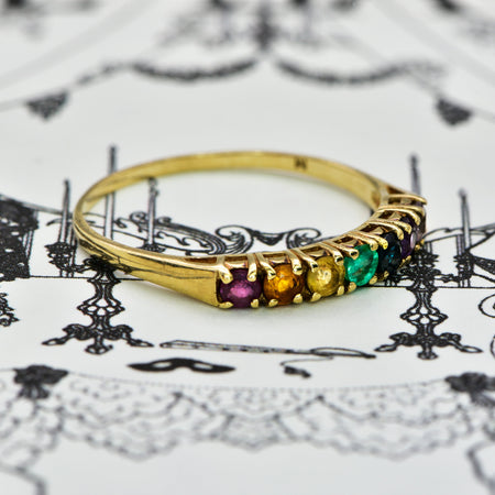 The Vintage 9ct Gold Rainbow Ring - Antique Jewellers