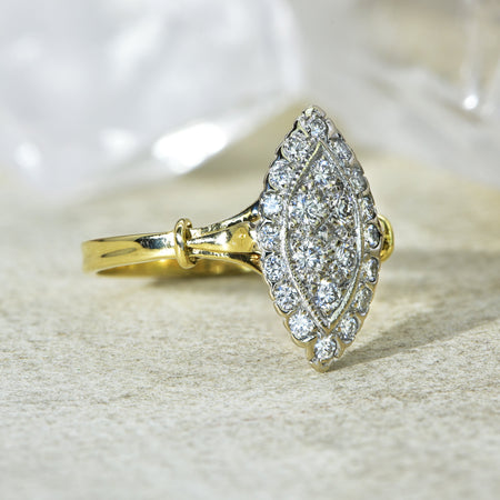 The Vintage 1998 Brilliant Cut 22 Diamond Navette Ring - Antique Jewellers