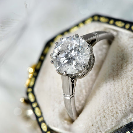 The Vintage 2.08ct Brilliant Cut Solitaire Diamond Platinum Ring - Antique Jewellers