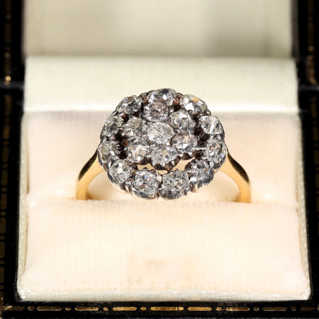 The Antique Victorian Old Cut Diamond Cluster Spectacular Ring