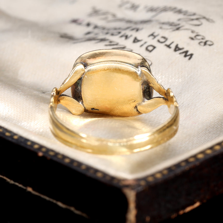 The Antique Georgian 1822 Foil Backed Green Paste Ring - Antique Jewellers