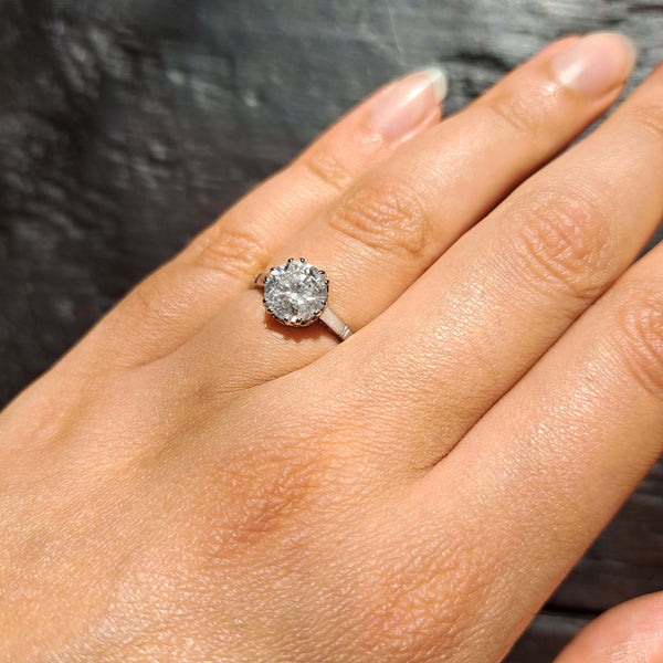 The Vintage 2.08ct Brilliant Cut Solitaire Diamond Platinum Ring - Antique Jewellers