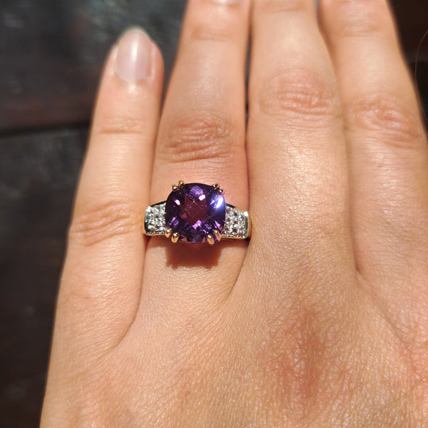 The Contemporary Amethyst and Diamond Flamboyant Ring - Antique Jewellers