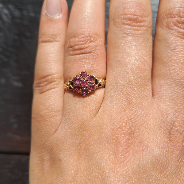 The Vintage Seven Ruby Floret Ring - Antique Jewellers