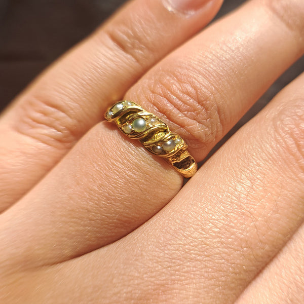 The Antique Victorian Pearl and Hairwork Mourning Ring