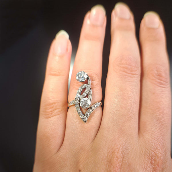 The Antique Art Nouveau Diamond Flamboyant Ring - Antique Jewellers