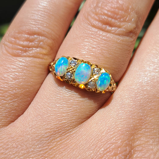The Antique 1900 Opal and Diamond Mystical Ring