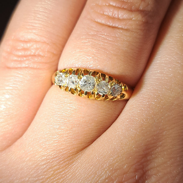 The Antique 1912 Old Cut Diamond Classic Boat Ring