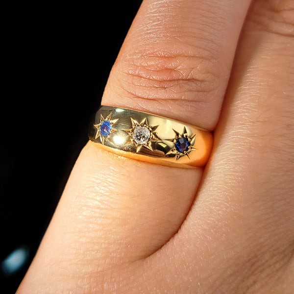 The Antique 1904 Sapphire and Diamond Celestial Ring