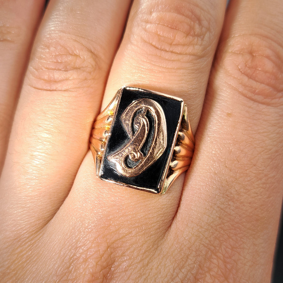 The Vintage Initial Gothic D Ring