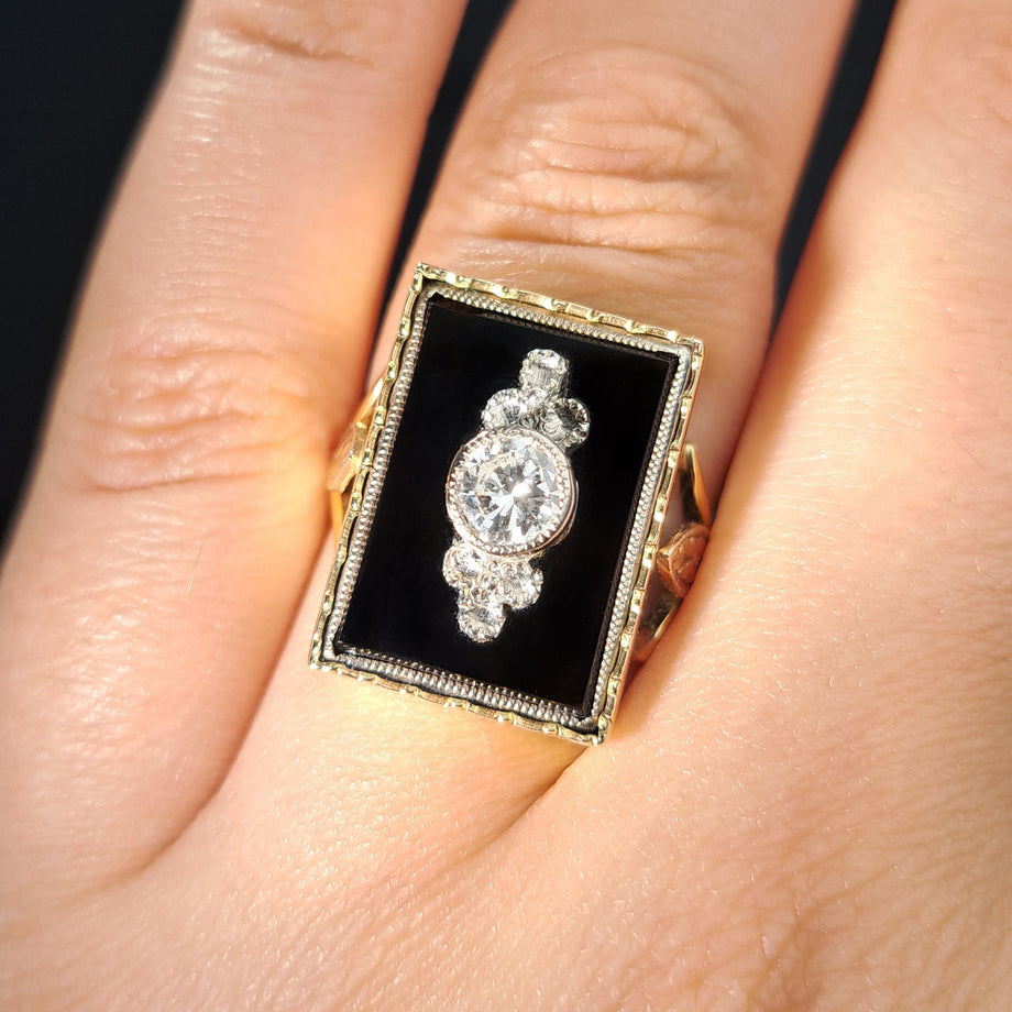 The Vintage Black Onyx and Diamond Ring