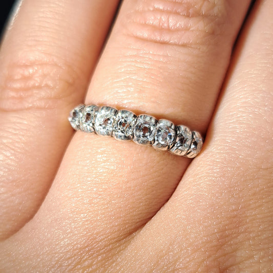 The Antique Victorian Old Mine Cut Diamond Half Hoop Ring