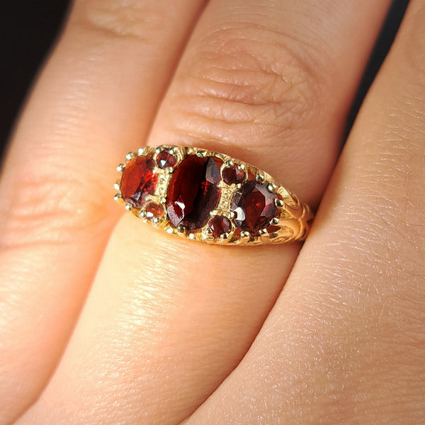 The Vintage 1984 Seven Garnet Ring