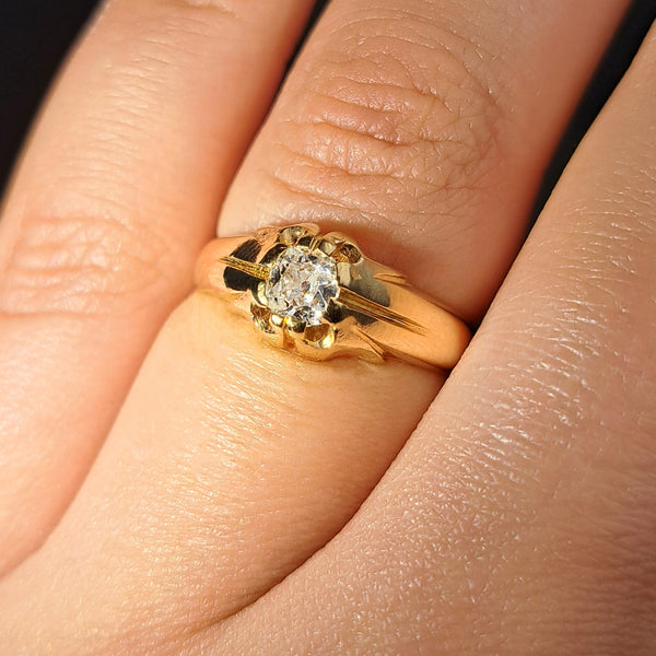 The Antique Old Swiss Cut Diamond Signet Ring