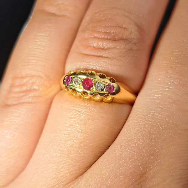 The Antique 1918 Ruby and Eight Cut Diamond Ring