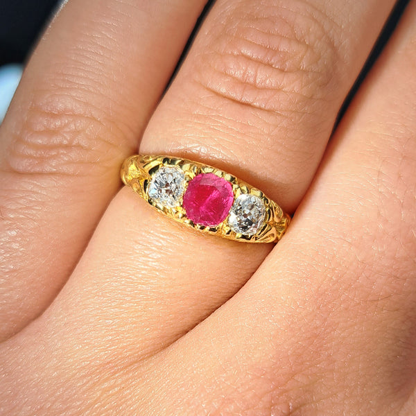 The Antique Victorian 1876 Ruby and Old Cut Diamond Magnificent Ring