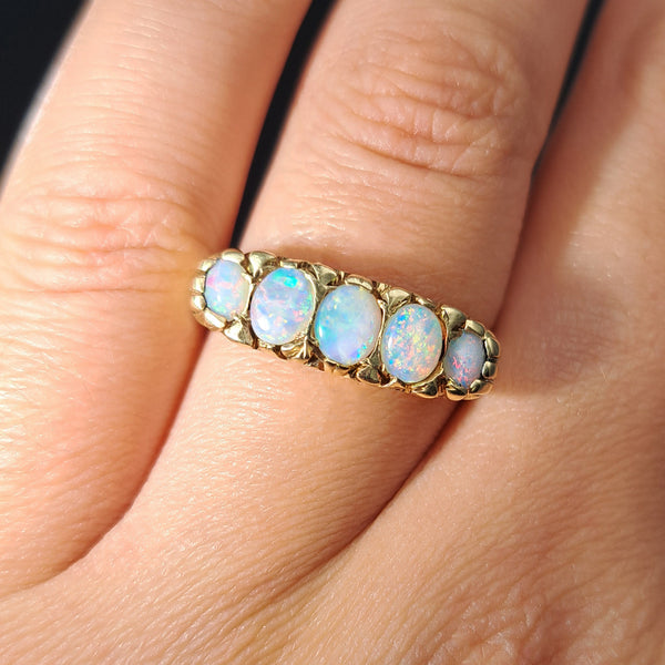 The Vintage 1994 Five Opal Scroll Ring