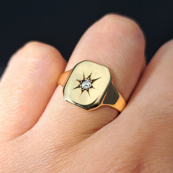 The Vintage 1945 Rose Cut Diamond Star Signet Ring