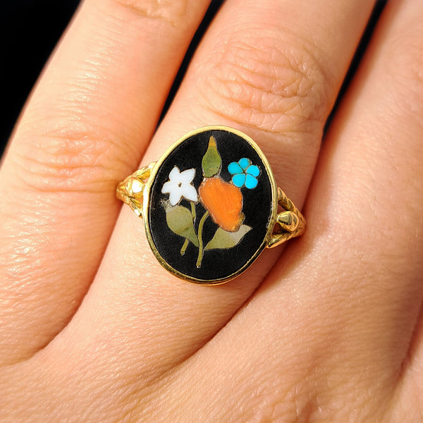 The Antique Georgian Pietra Dura Gemstone Ring