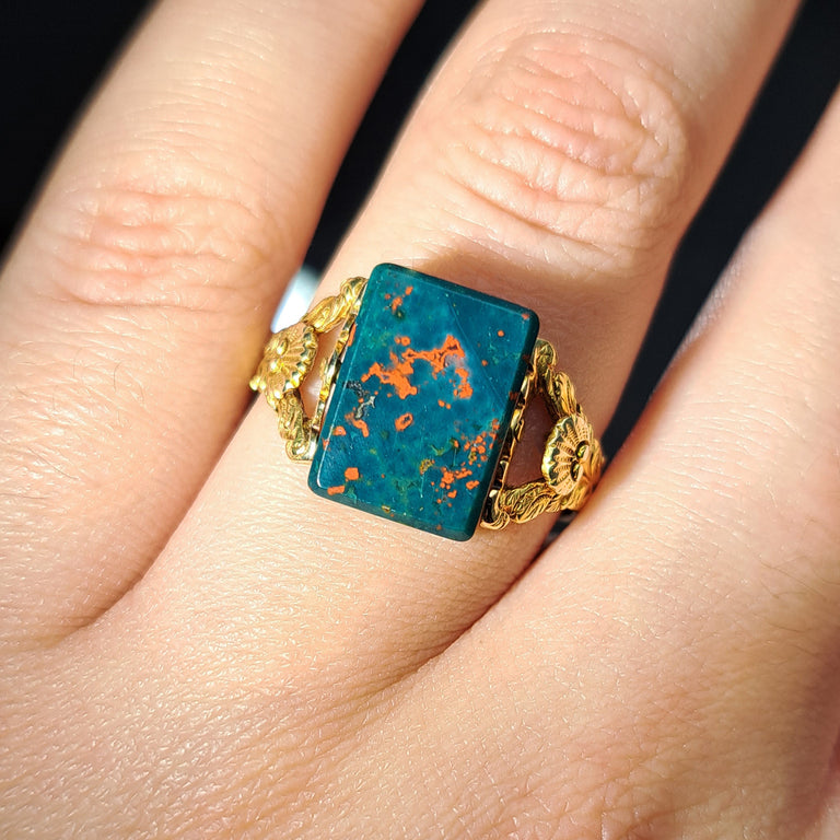 The Antique 1827 Georgian Bloodstone Swivel Ring