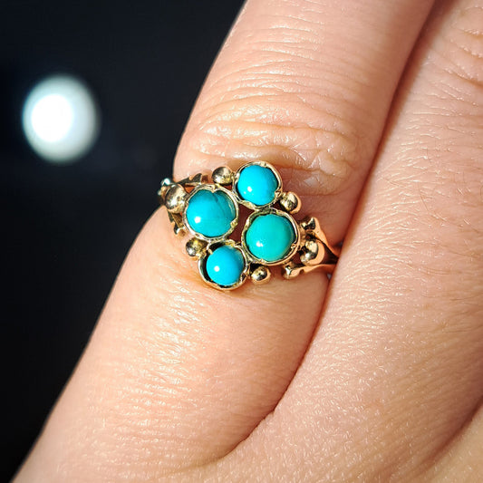 The Antique Victorian Turquoise Cluster Ring