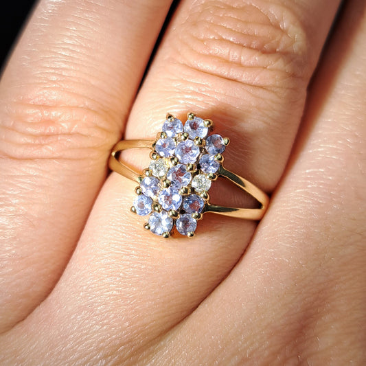 The Contemporary Tanzanite and Diamond Cluster Ring