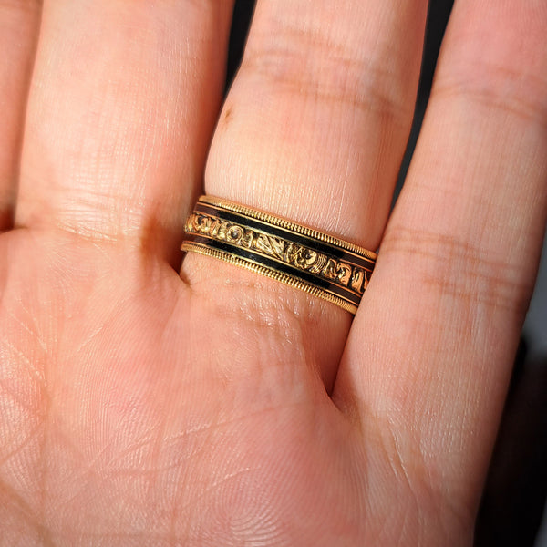 The Antique Georgian 1820 Hairwork and Enamel Mourning Ring