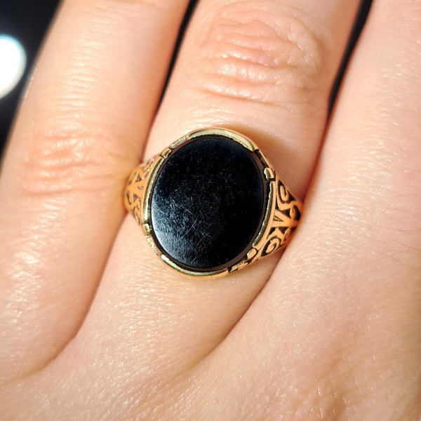 The Vintage Onyx Signet Scrollwork Ring