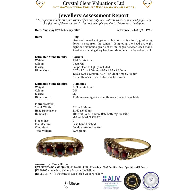 The Vintage 1962 Five Garnet And Diamond Fire Ring
