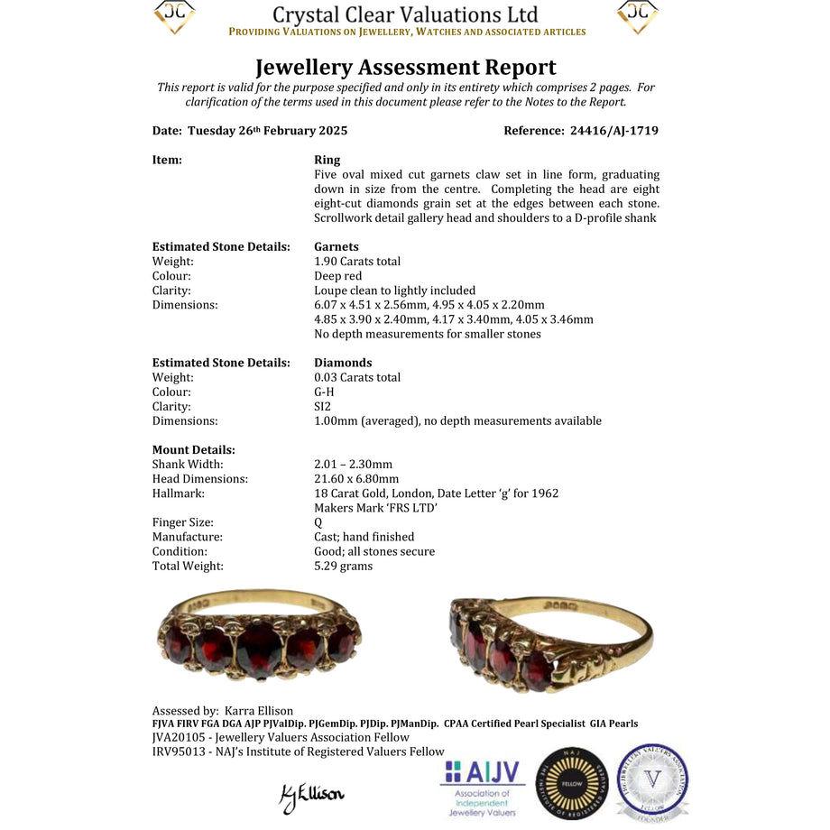The Vintage 1962 Five Garnet And Diamond Fire Ring