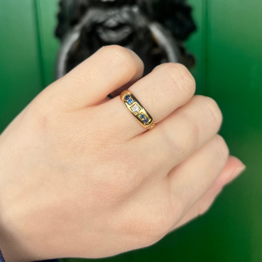 The Antique Victorian 1892 Sapphire And Diamond Ring