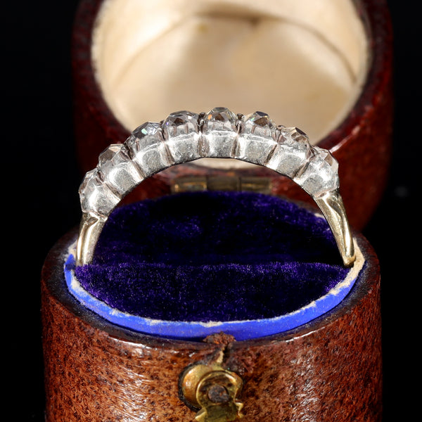 The Antique Victorian Old Mine Cut Diamond Half Hoop Ring