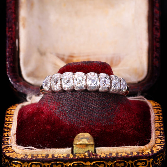 The Antique Victorian Old Mine Cut Diamond Half Hoop Ring