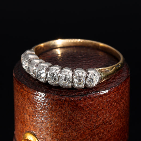 The Antique Victorian Old Mine Cut Diamond Half Hoop Ring