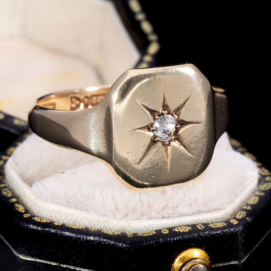 The Vintage 1945 Rose Cut Diamond Star Signet Ring