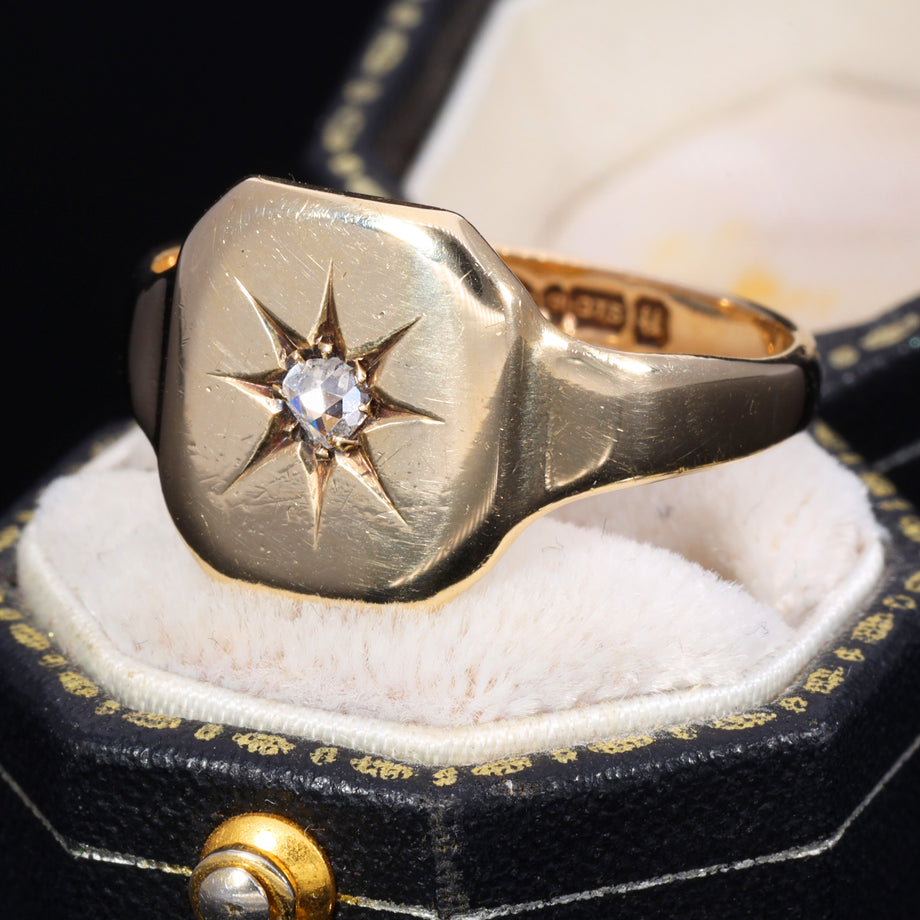 The Vintage 1945 Rose Cut Diamond Star Signet Ring