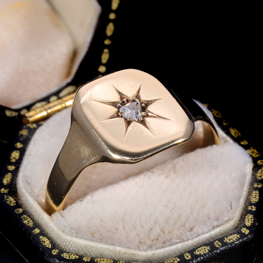 The Vintage 1945 Rose Cut Diamond Star Signet Ring